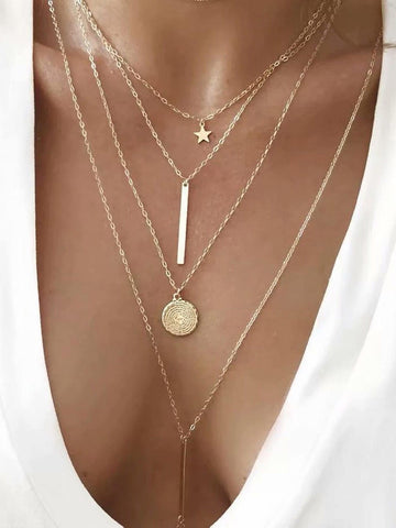 Two Piece Layered Heart Chain Necklace | Gold Chain | Women's Fashionable Love Heart Necklace | Gift for Her | Birthday Present | Pretty