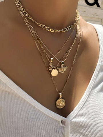 Two Piece Layered Heart Chain Necklace | Gold Chain | Women's Fashionable Love Heart Necklace | Gift for Her | Birthday Present | Pretty