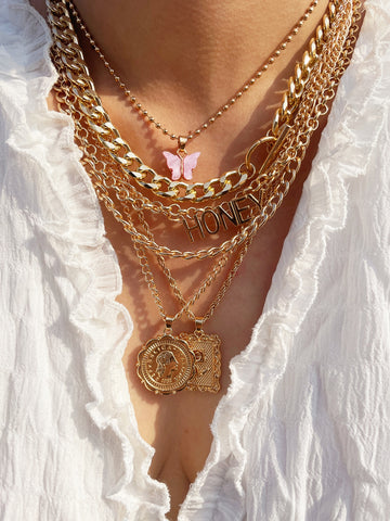 1pc Lion Head Decor Chain Necklace