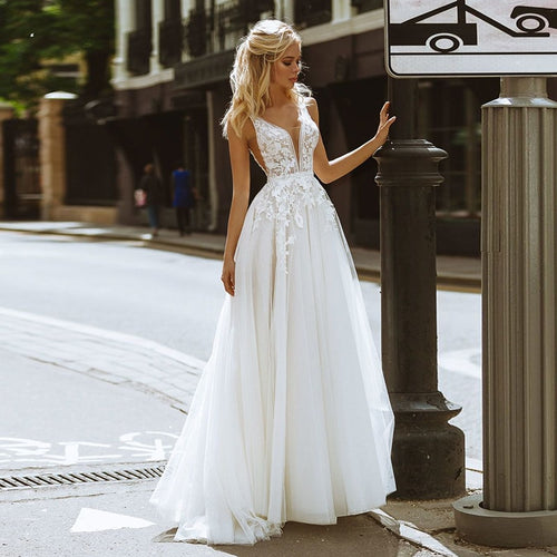 Line Tulle Wedding Gown Beach Simple Bridal Dress