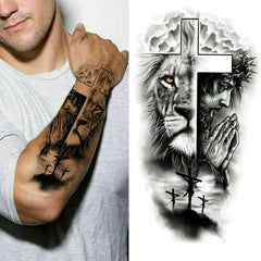 Jesus Christ Wing Temporary Tattoo Arm Sleeve For Men Women Adult Fake  Soldier Tatoos Sticker Warrior Large Black Tattoos Thigh  Temporary Tattoos   AliExpress